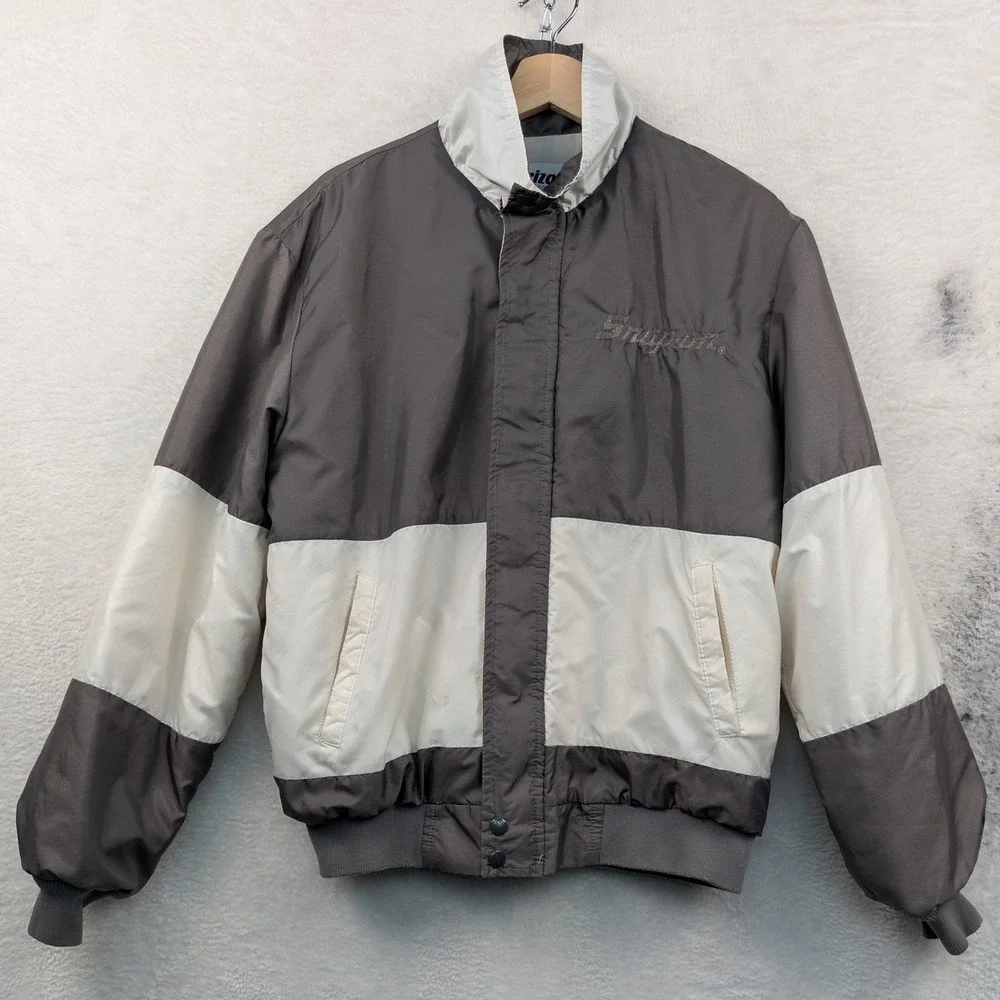VTG Horizon Sportswear Jacket Men's M Gray Snap-on Full Zip Nylon Workwear 70s